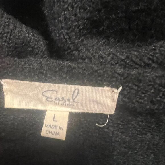 Easel Black Sweater with White Heart Applicates Long Sleeve Lg - Picture 4 of 4